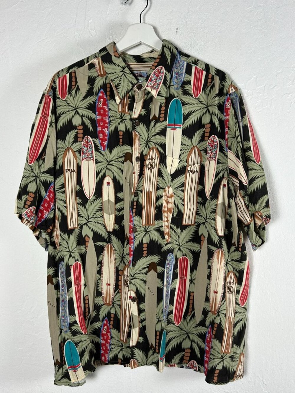 Vintage Reyn Spooner Mens Longboards Button Up Hawaiian Shirt XL Short Sleeve